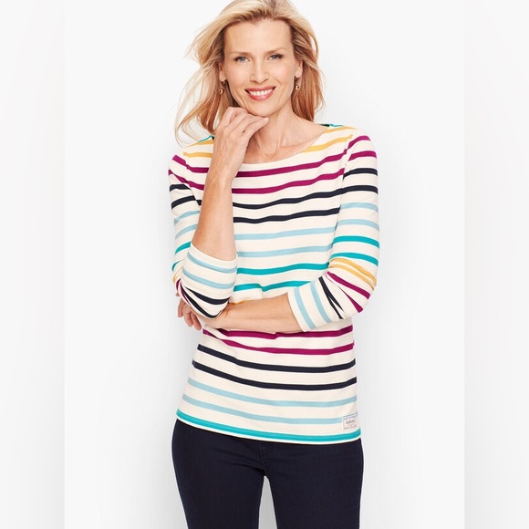 Talbots AUTHENTIC TALBOTS TEE - BOWEN STRIPE size 1x - Picture 1 of 12